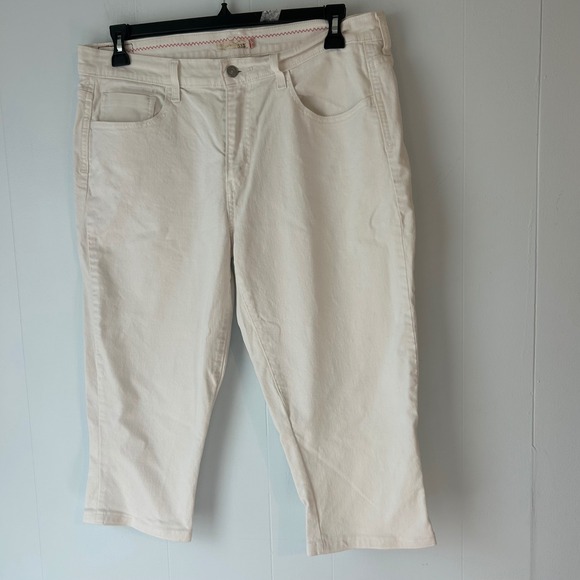 Levi's Pants - Levis 515 Capri Jeans Womens 16 White Stretch Denim Cropped Mid Rise Pants